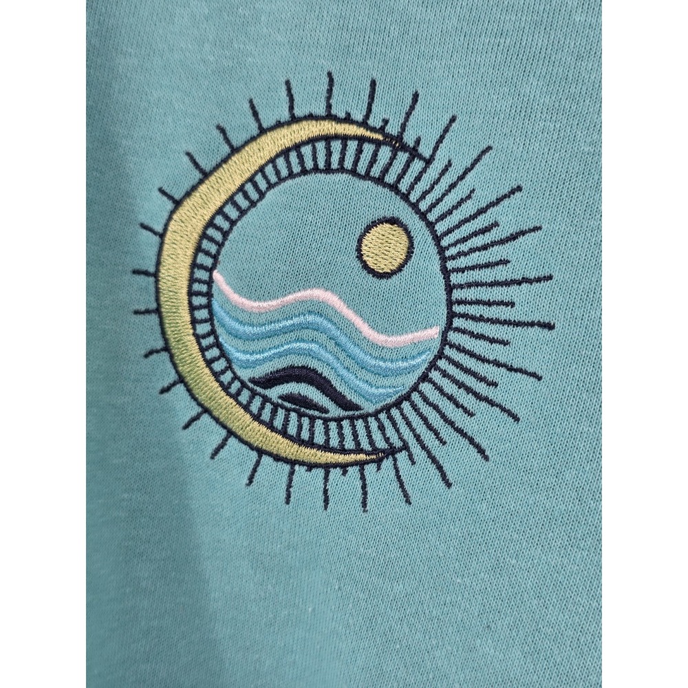 Maurices Sweatshirt Raglan Sleeve Mint Green Moon Sun Beach Embroidered Size XXL